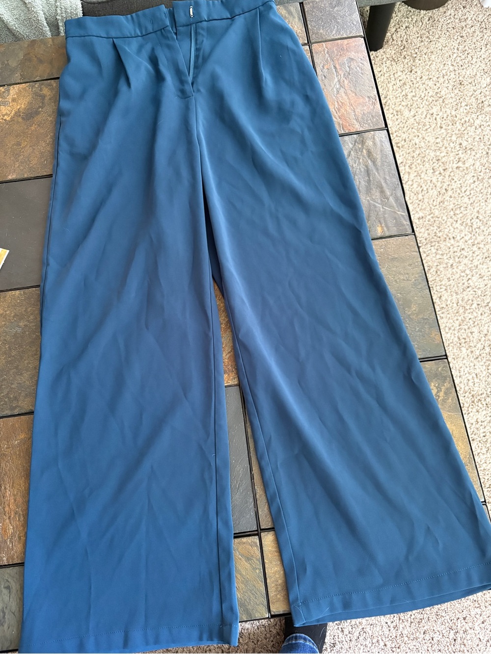 Amazon Wide Leg Pants in Teal Blue